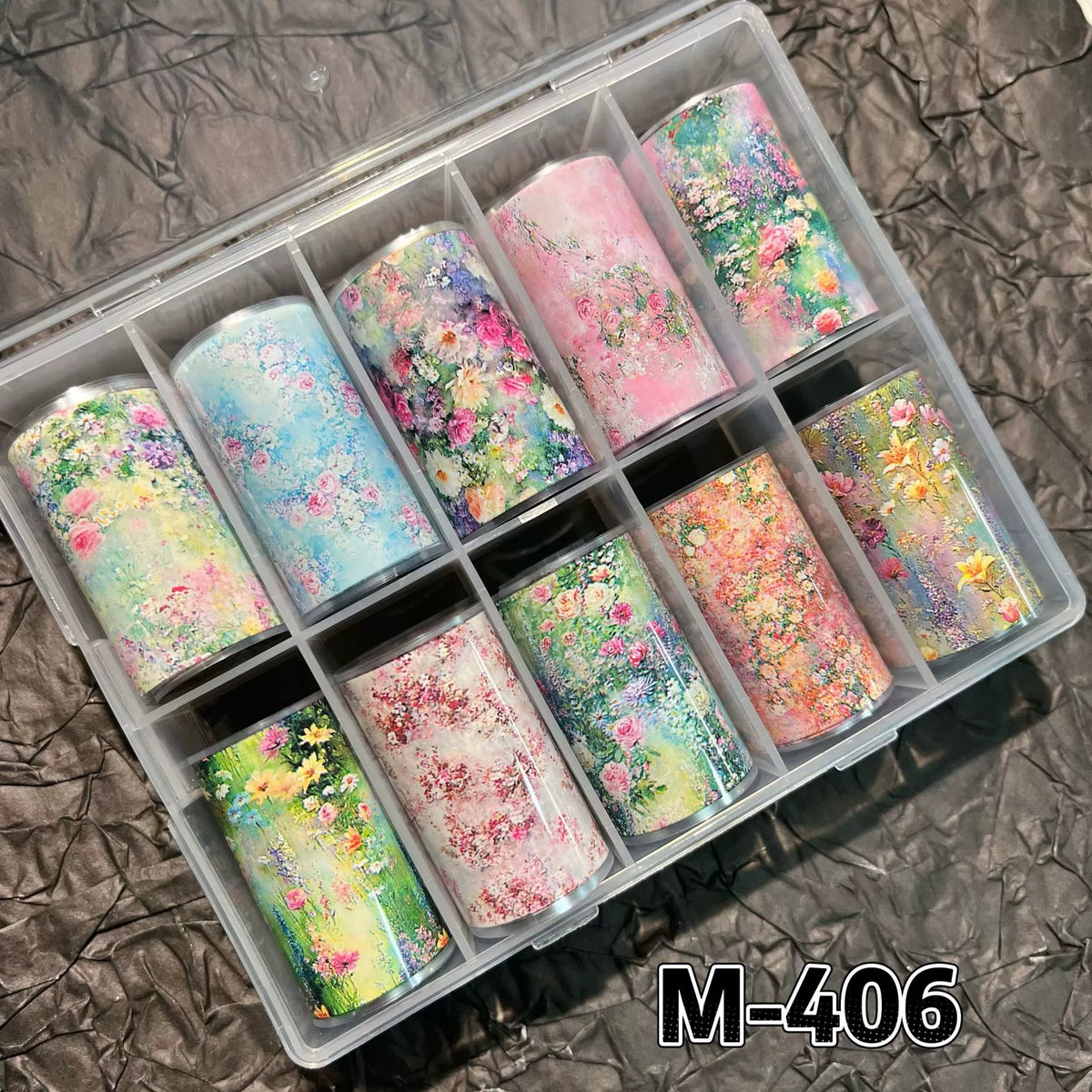 Nail Formula floral nail art transfer foil, M406 design