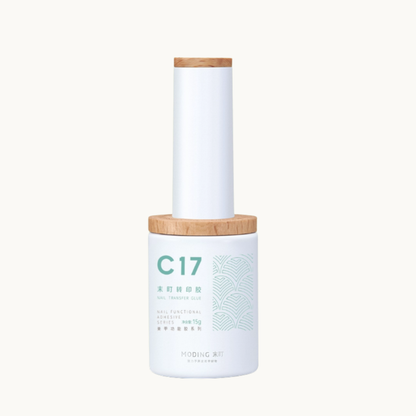 moding c17 transfer foil nail gel bottle with wooden cap on white background