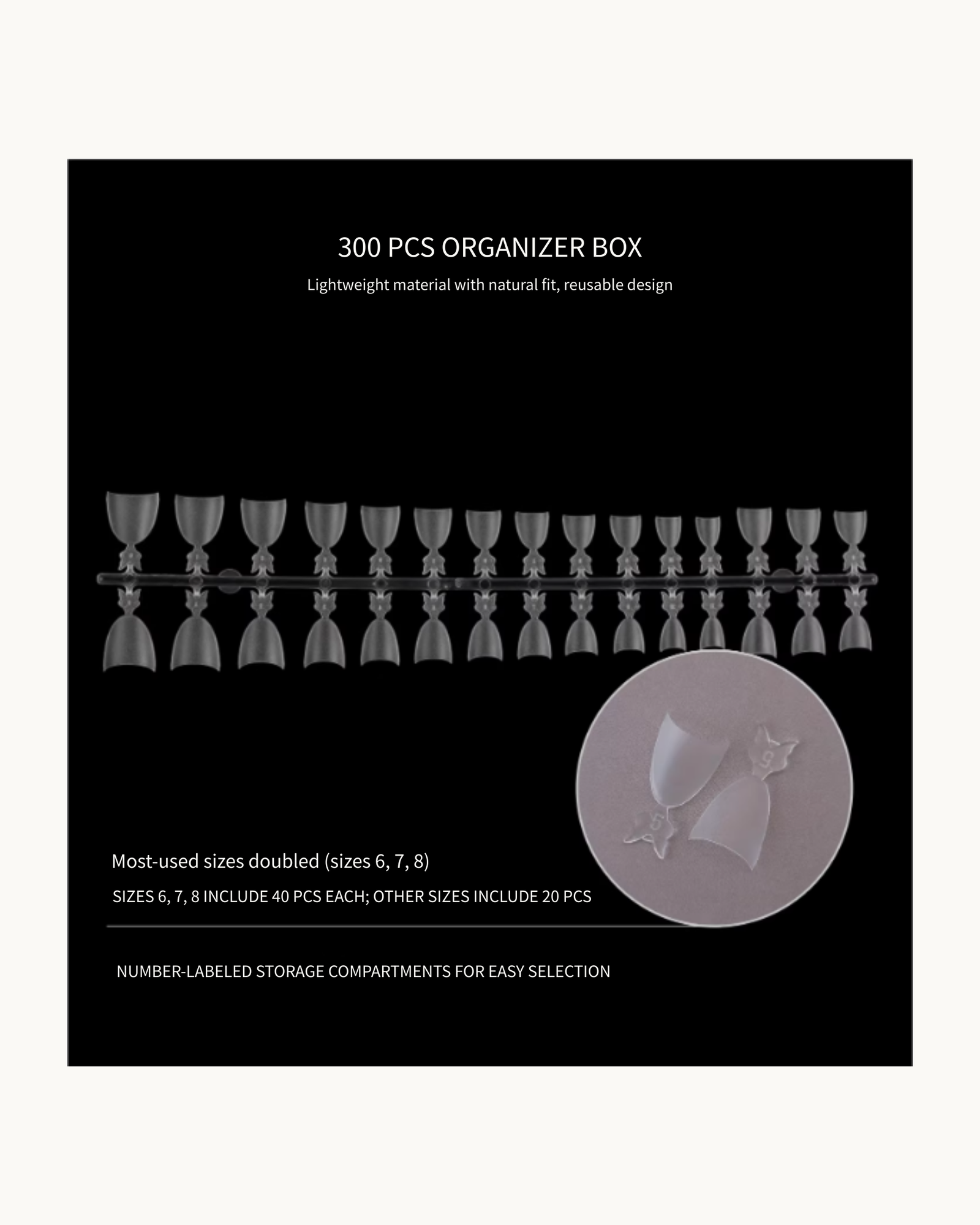 YHH Shallow Cover Short Nail Extension Tips 300pcs (3 Shapes) - image 6