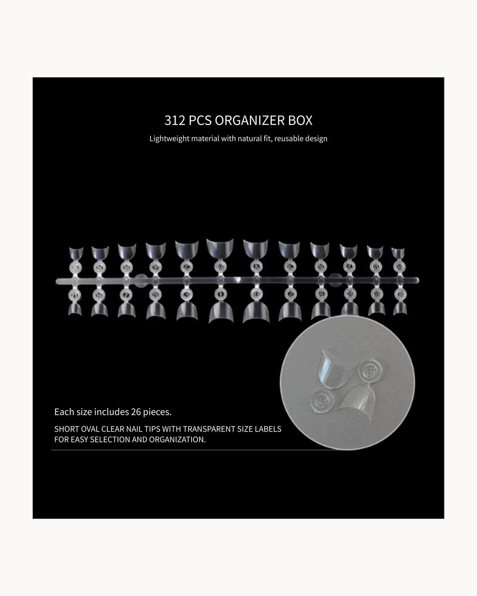 YHH Shallow Cover Short Nail Extension Tips 300pcs (3 Shapes) - image 8