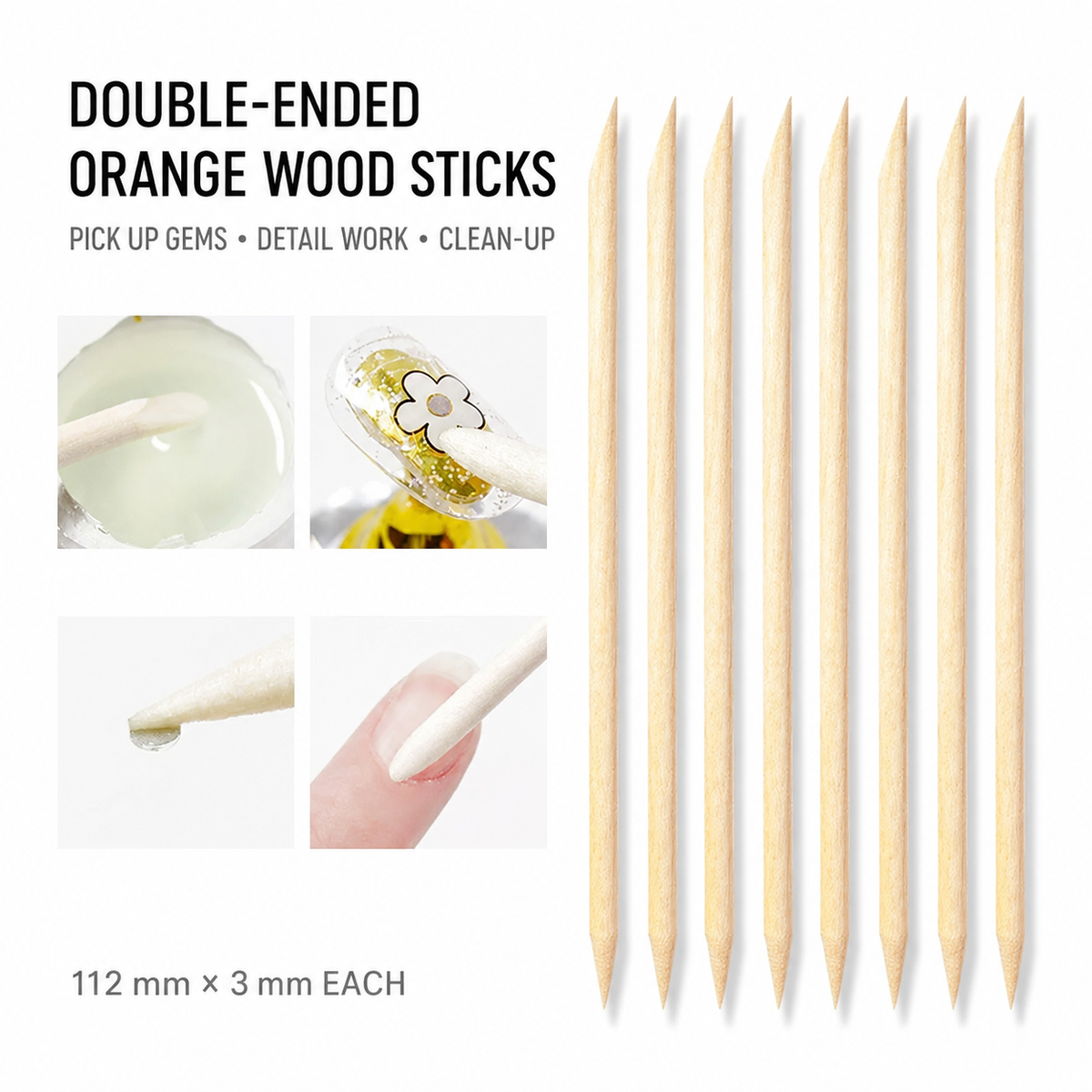 Double-ended orange wood sticks for nail art and manicure clean-up