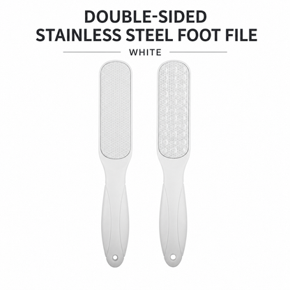 NF Select white double-sided stainless steel foot file showing both filing surfaces