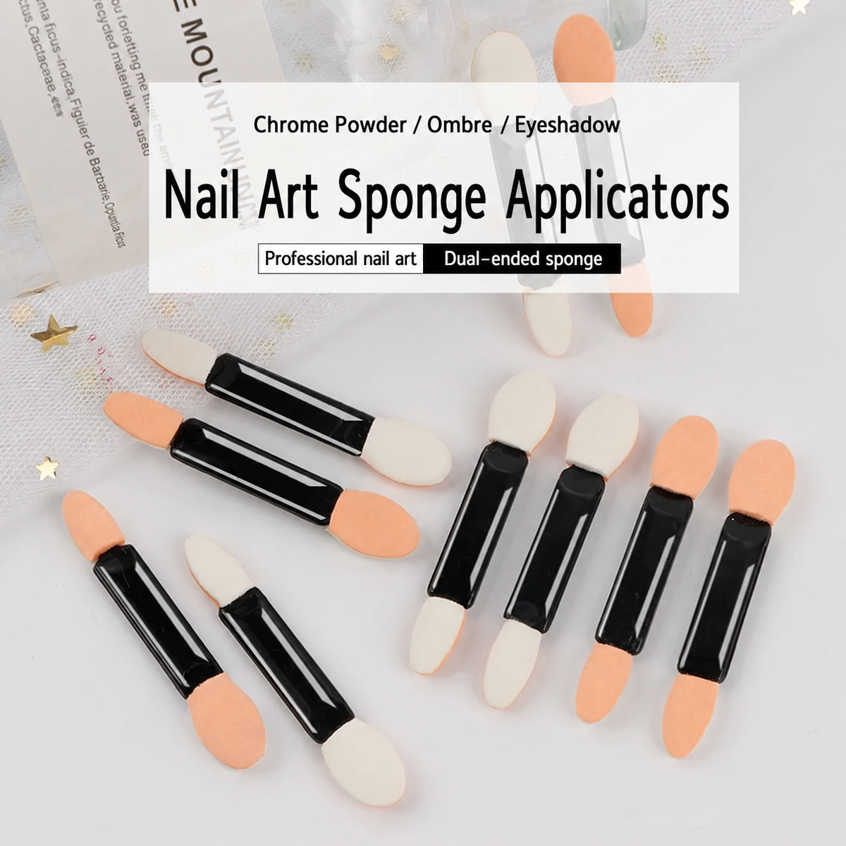 NF Select dual-ended nail art sponge applicators for chrome powder and ombré effects