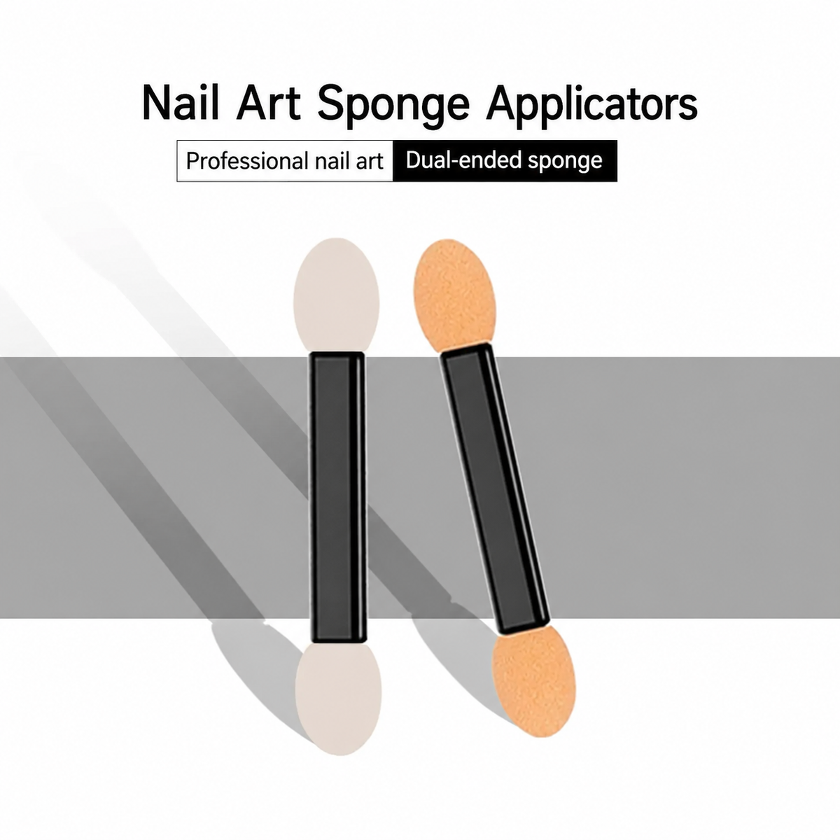Dual-ended nail art sponge applicators with white and peach sponge tips