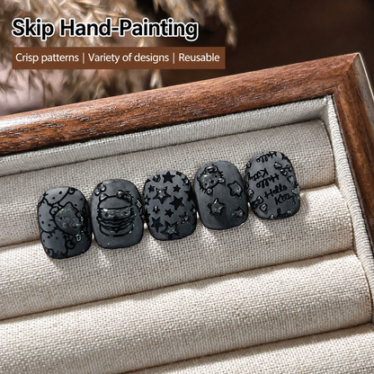 KT Cat-02 stamped nail art design examples