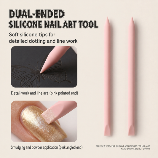Pink dual-ended silicone nail art tool