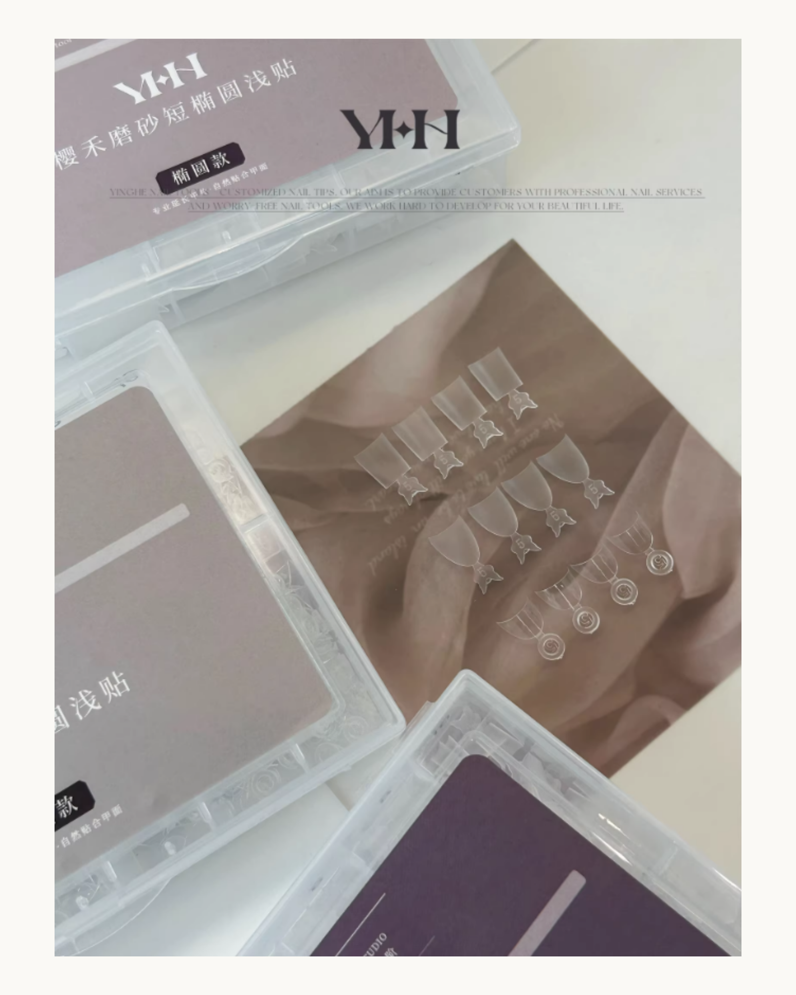 YHH Shallow Cover Short Nail Extension Tips 300pcs (3 Shapes) - image 1