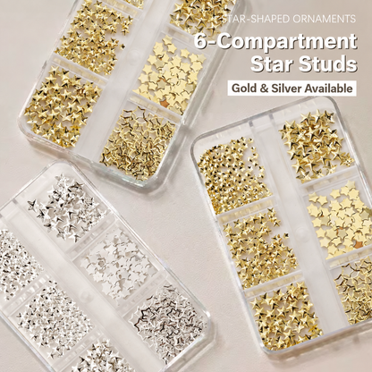 Gold and silver star nail stud box collection