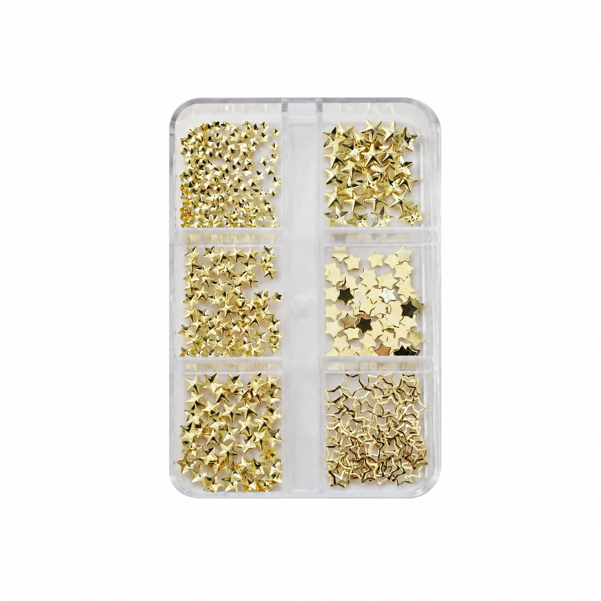 NF Select gold 6-compartment star nail stud box, SP-4149