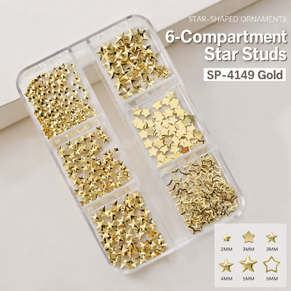 NF Select 6-Compartment Star Nail Studs in Gold, SP-4149