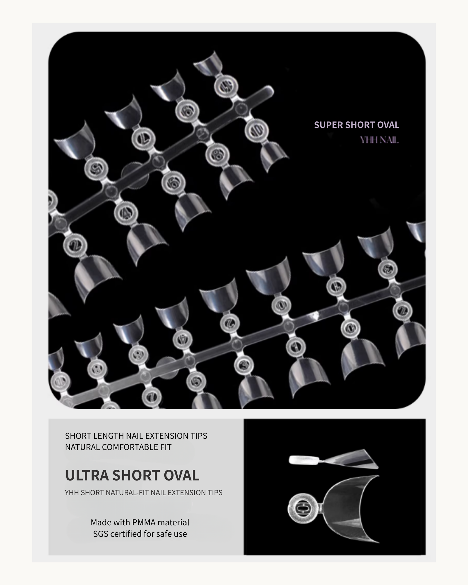 YHH Shallow Cover Short Nail Extension Tips 300pcs (3 Shapes) - image 7