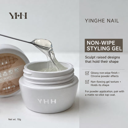 NF x YHH Non-Wipe Styling 3D Texture Gel 10g in an open jar, showing its clear, thick texture for raised nail art.