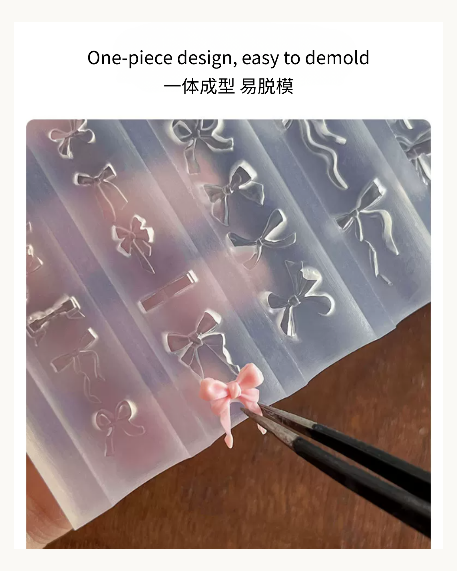 NF Select Ribbon Bow 3D Silicone Nail Art Mold - image 1