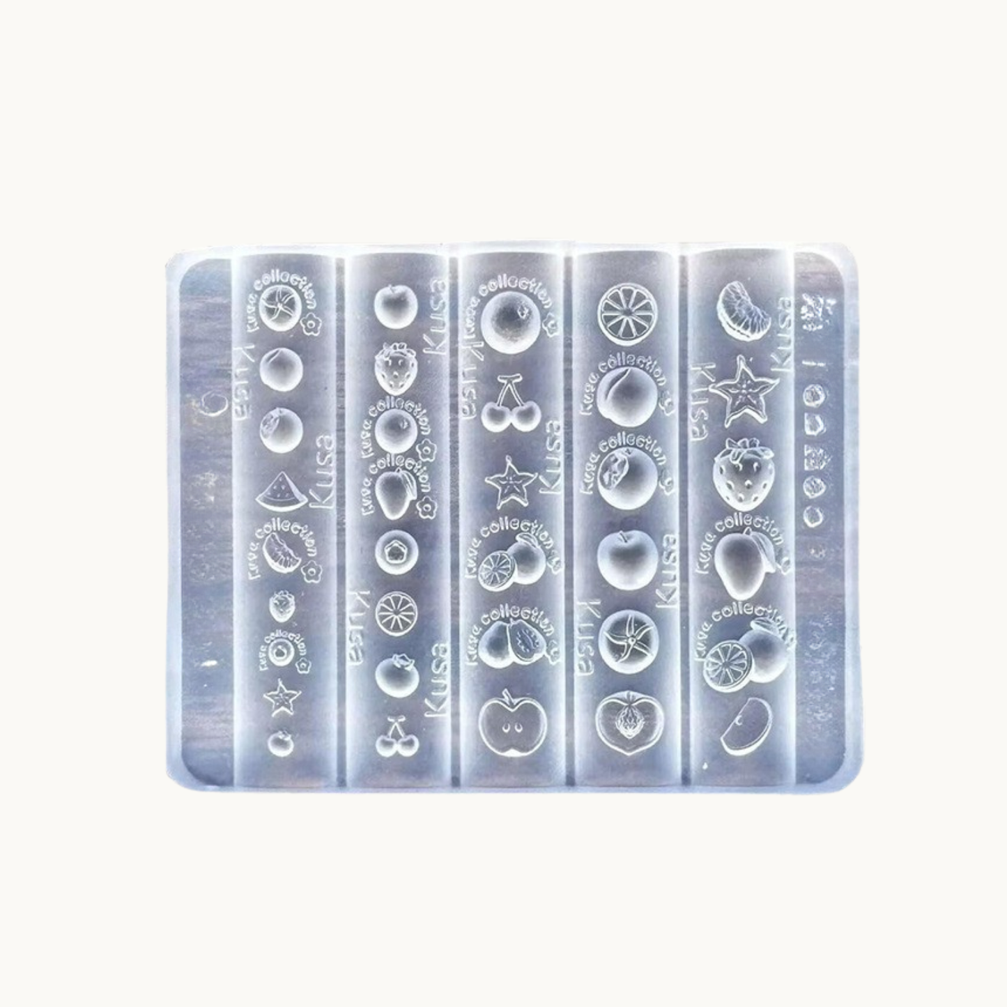 NF Select Fruit Basket 3D Nail Mold, clear silicone mold for making fruit-themed nail charms like strawberries, lemons, cherries and watermelons