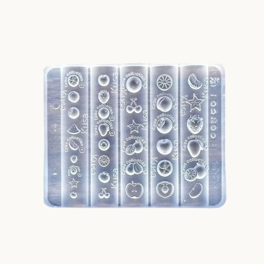 NF Select Fruit Basket 3D Nail Mold, clear silicone mold for making fruit-themed nail charms like strawberries, lemons, cherries and watermelons