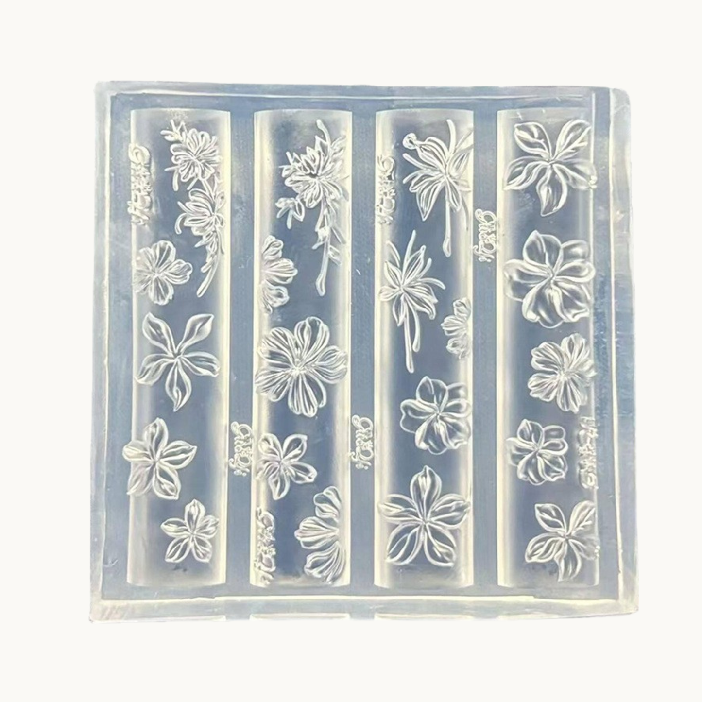 NF Select Ice Flower 3D Nail Mold, clear silicone mold for making various delicate flower and petal nail art charms