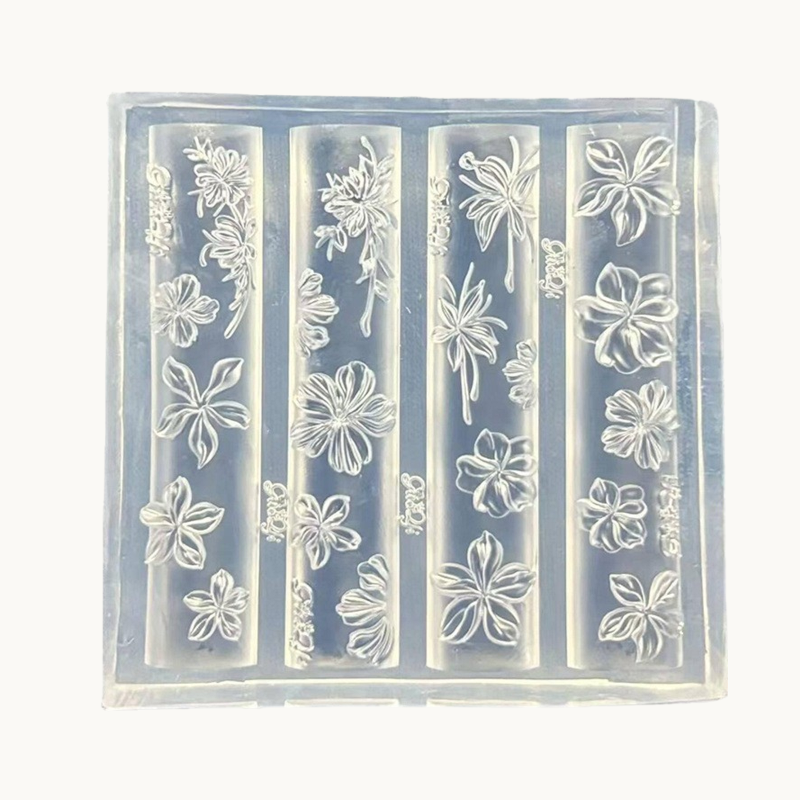 NF Select Ice Flower 3D Nail Mold, clear silicone mold for making various delicate flower and petal nail art charms