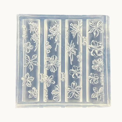NF Select Ice Flower 3D Nail Mold, clear silicone mold for making various delicate flower and petal nail art charms