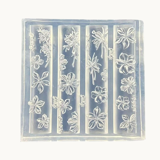NF Select Ice Flower 3D Nail Mold, clear silicone mold for making various delicate flower and petal nail art charms
