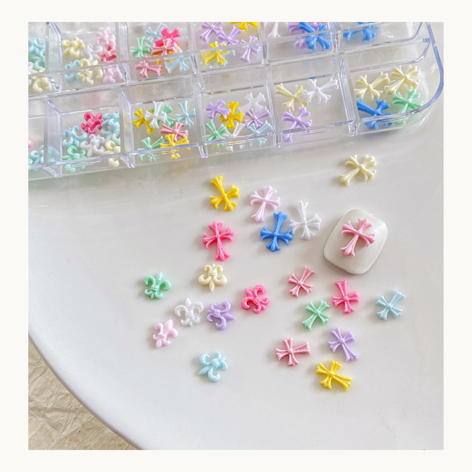 NF Select 12 Grids Pastel Cross Nail Charms Set - image 2