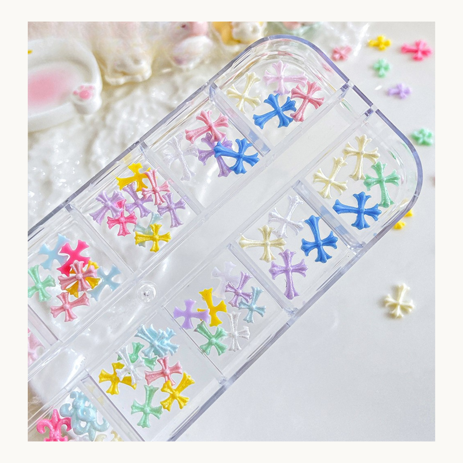 NF Select 12 Grids Pastel Cross Nail Charms Set - image 5