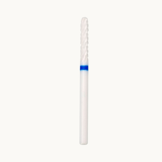 Professional ceramic nail drill bit with medium grit rounded barrel safety shape for gel maintenance, structure refining, surface smoothing, and safe cuticle sidewall work