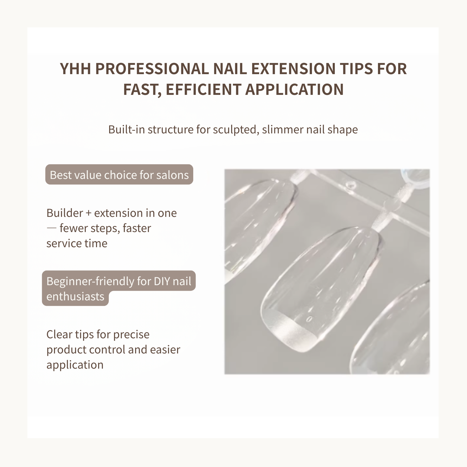 YHH Full Cover Builder Gel Nail Tips 280pcs (4 Shapes) - image 4