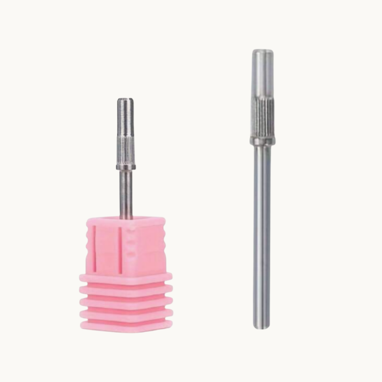 Professional nail drill sanding band mandrel bit set featuring standard and mini size metal mandrels for holding sanding bands, used for nail prep, shaping, cuticle work, and gel removal in professional nail services