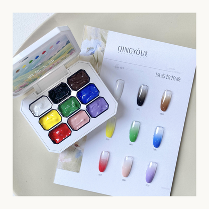 QINGYOU nine-color gel palette with primary color swatches