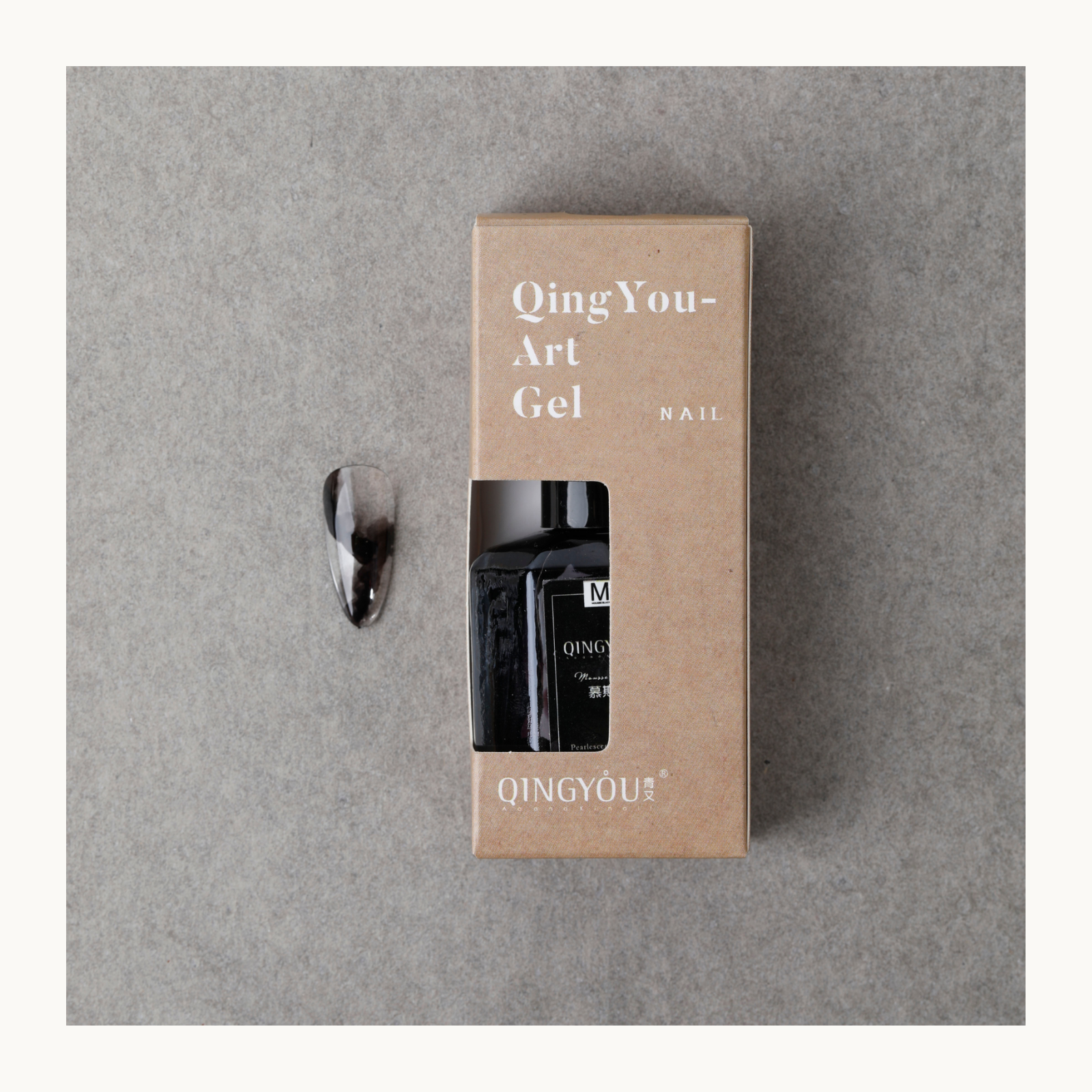 QINGYOU black marble art ink in retail box with sample nail design