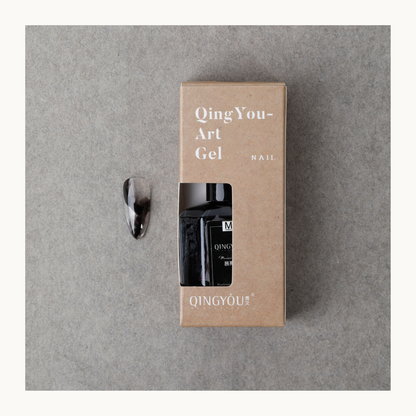 QINGYOU black marble art ink in retail box with sample nail design