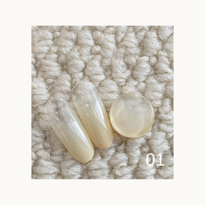 QINGYOU Caramel Cocoa Solid Color Gel 01 ivory beige solid nail color swatch