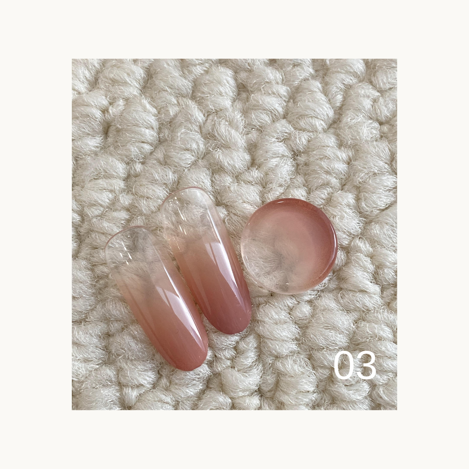 QINGYOU Caramel Cocoa Solid Color Gel 03 rose beige solid neutral nail color swatch
