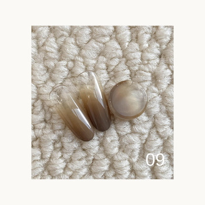 QINGYOU Caramel Cocoa Solid Color Gel 09 cool brown solid neutral nail color swatch