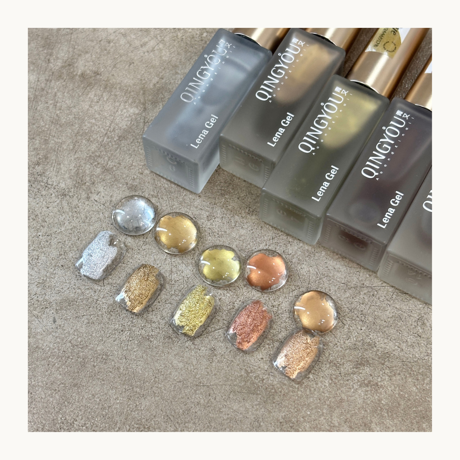 QINGYOU air-dry liquid metal ink set with five metallic colors for marbling, accents, and creative nail art