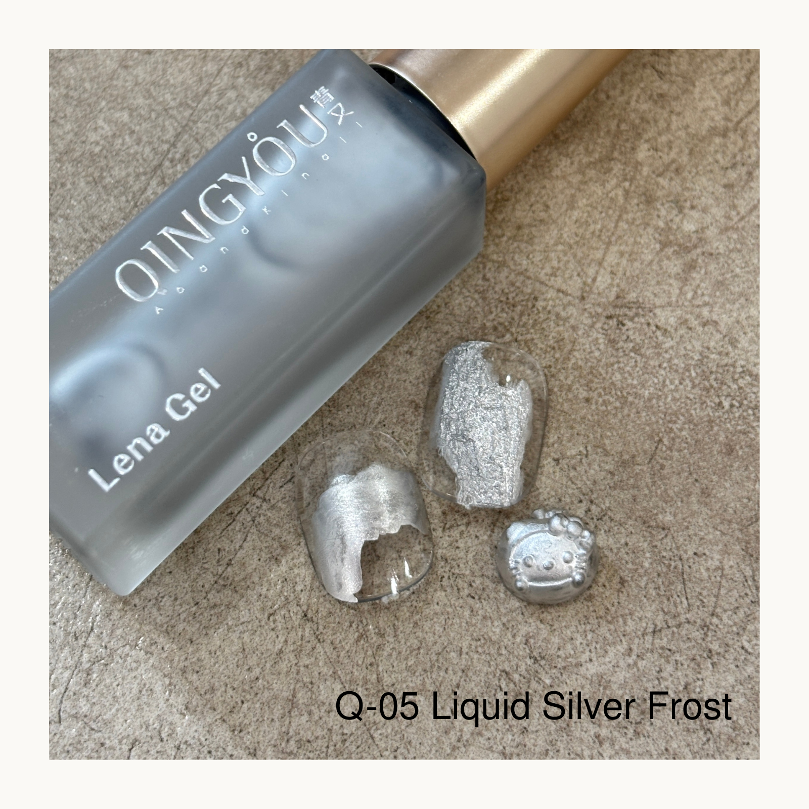 Liquid Silver Frost air-dry liquid metal ink with high-shine silver metallic nail art texture and frost finish