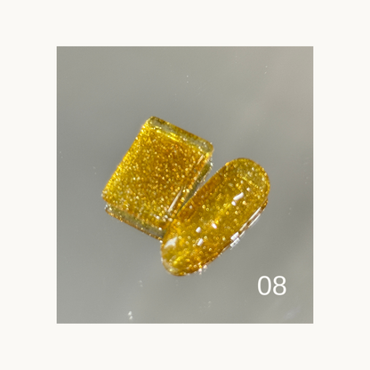 Qingyou Rainbow Glitter 08 bright yellow gold glitter gel with diamond sparkle