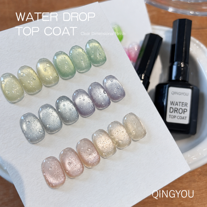 QINGYOU Water Drop Top Coat – dimensional water-drop nail sample effect