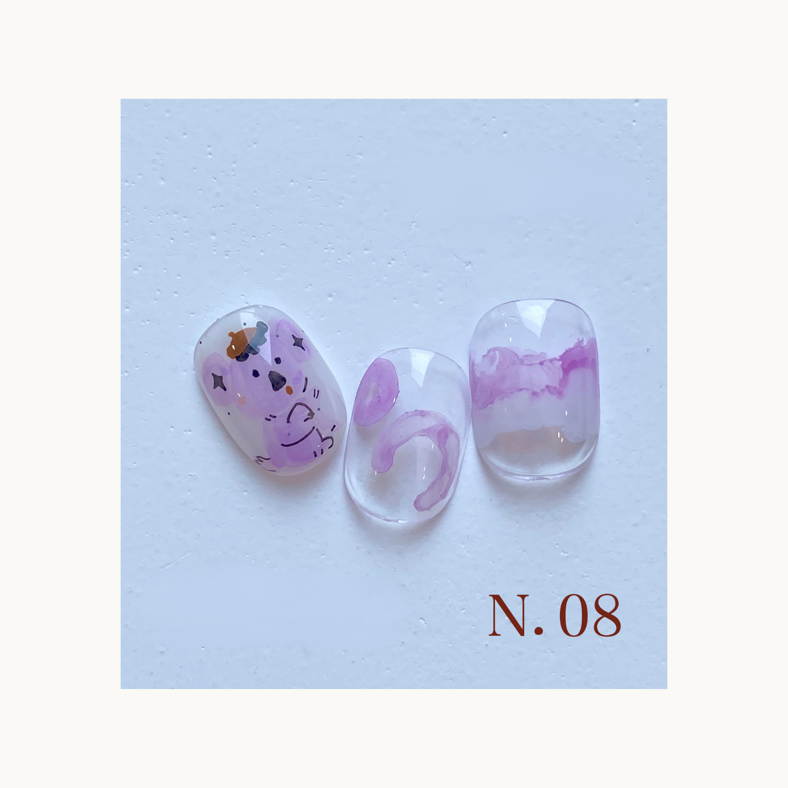 Blooming orchid pink-purple nail press on design by qingyou
