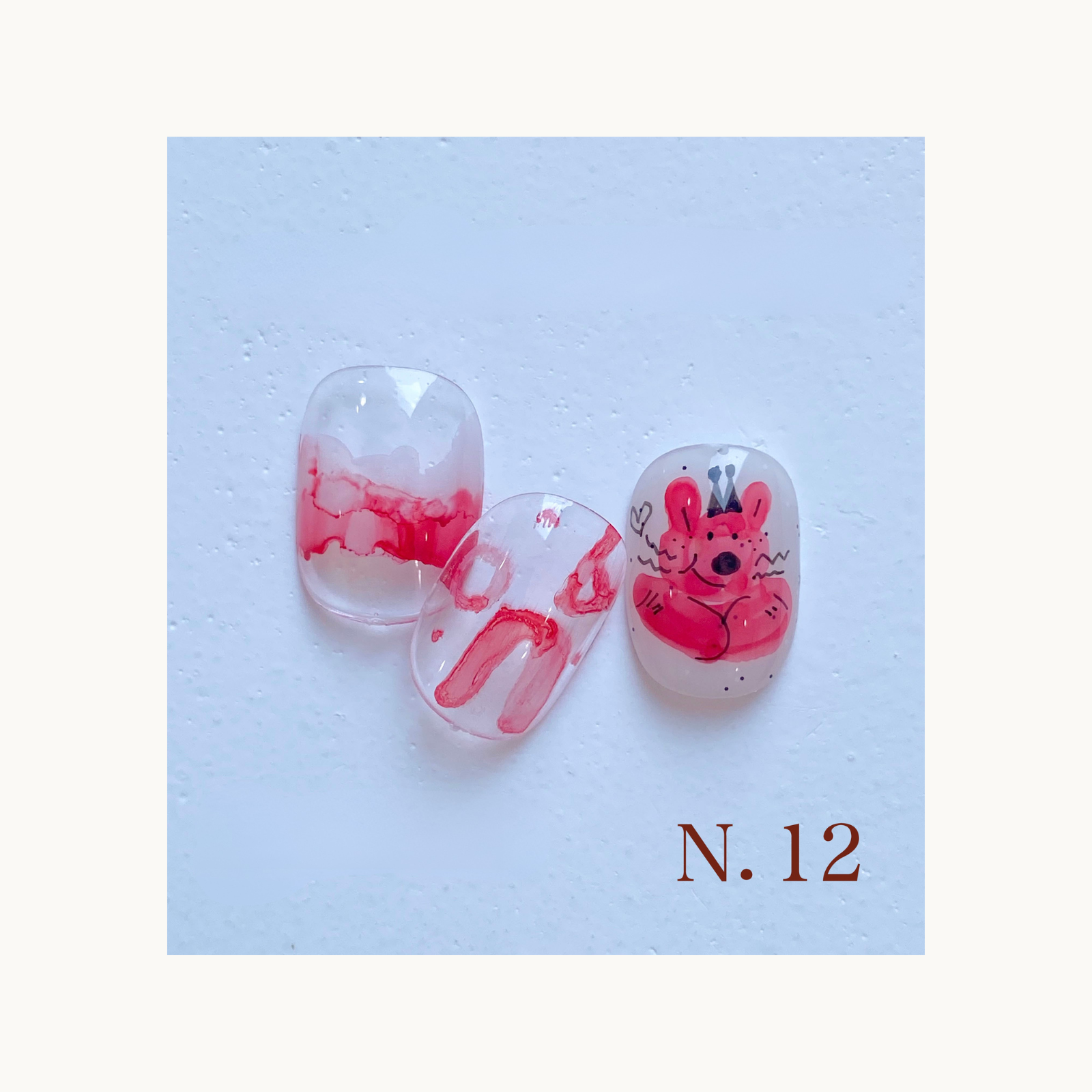 Cloudy scarlet red watercolor red press on nails by qingyou