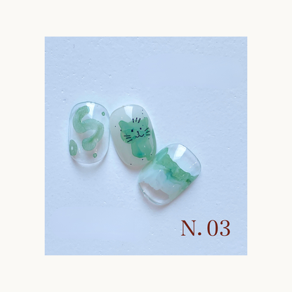 Mint cloud green soft watercolor nail design by qingyou