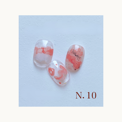 Peachy coral mist soft peach nail press on set by qingyou