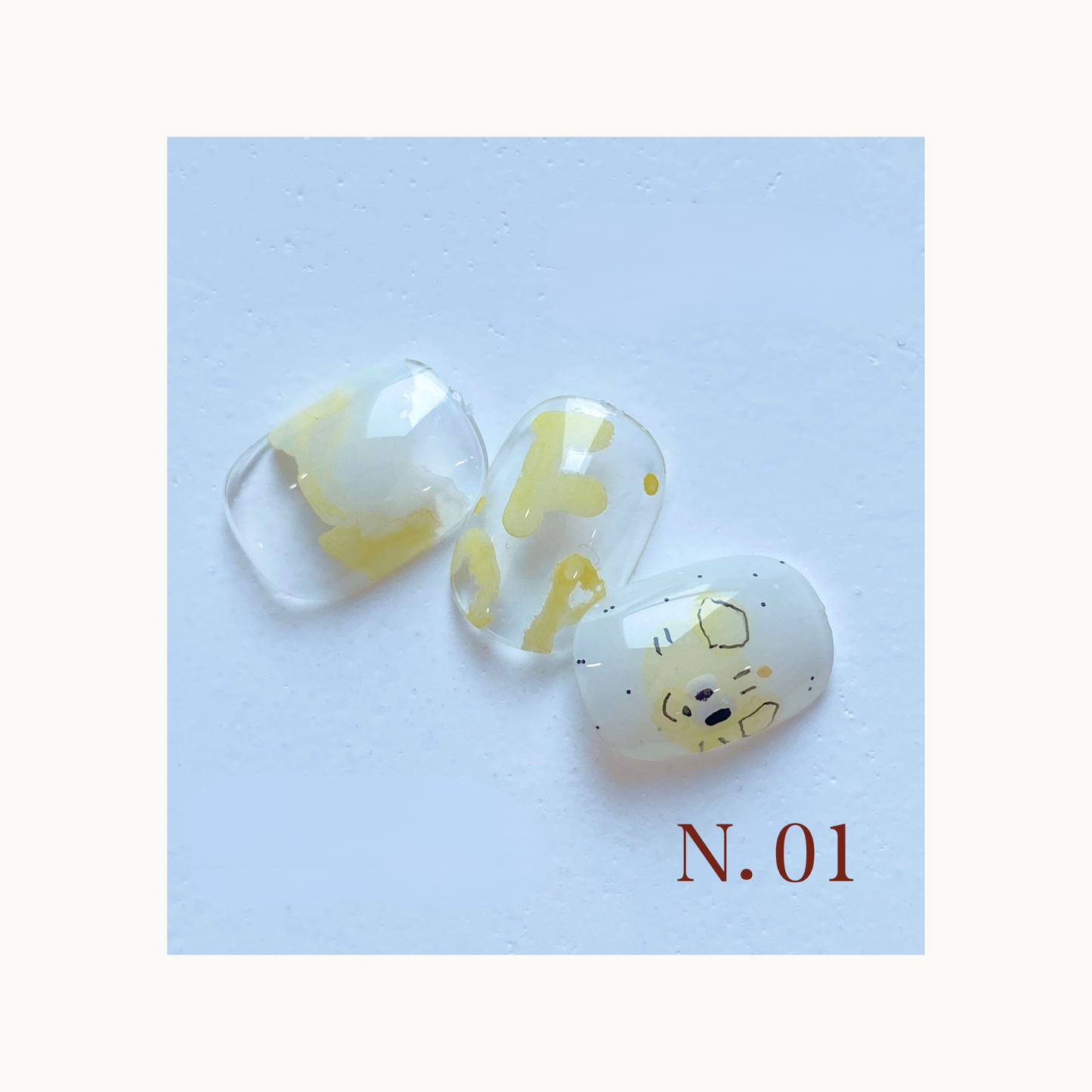 Soft sunrise yellow nail press on set by qingyou