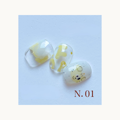 Soft sunrise yellow nail press on set by qingyou