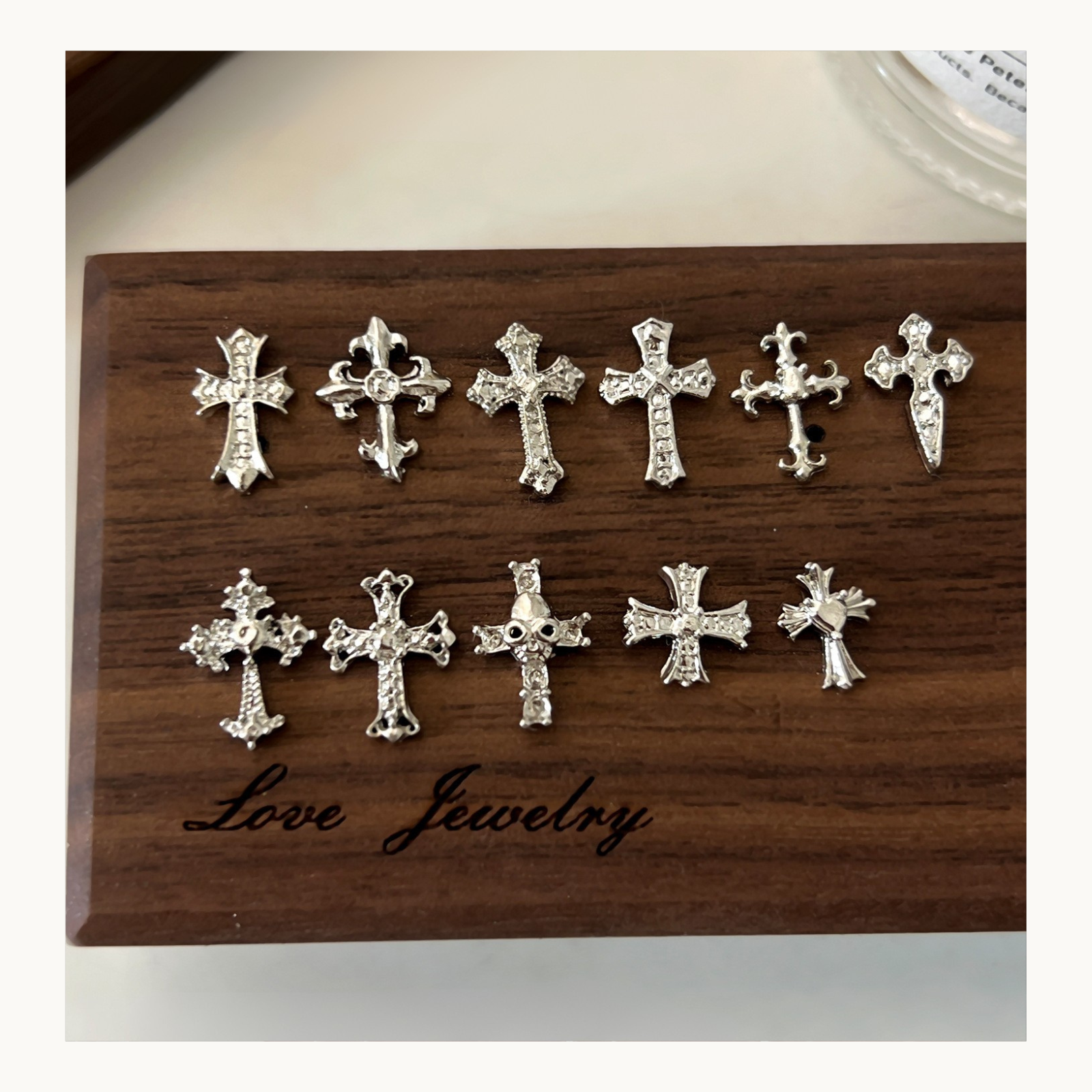 NF Select 12 Grids Gothic Cross Nail Charms Set - image 5