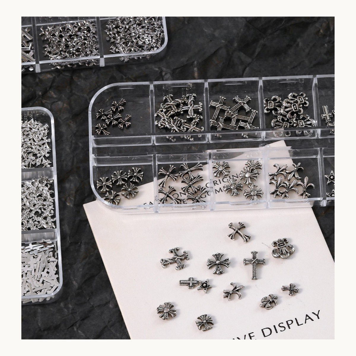 NF Select Antique Silver Gothic Nail Charms – 12-Compartment Set - image 1