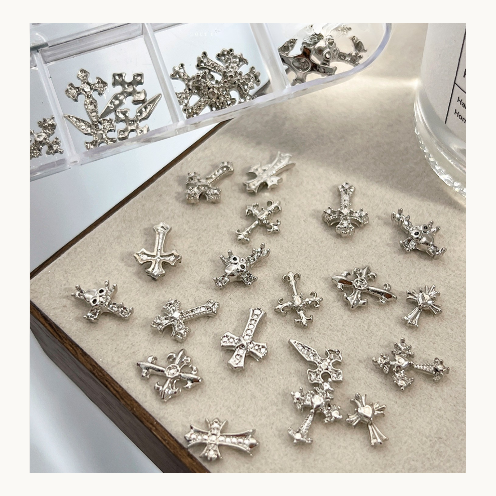 NF Select 12 Grids Gothic Cross Nail Charms Set - image 3