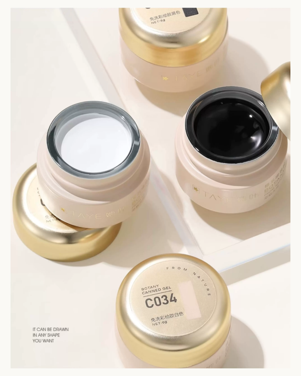 TAYE No-Wipe Painting Gel – C033 Black / C034 White - image 2
