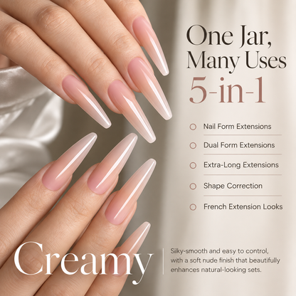 TAYE Cream Extension Builder Series Pot Gel 30g shade and extension nail examples