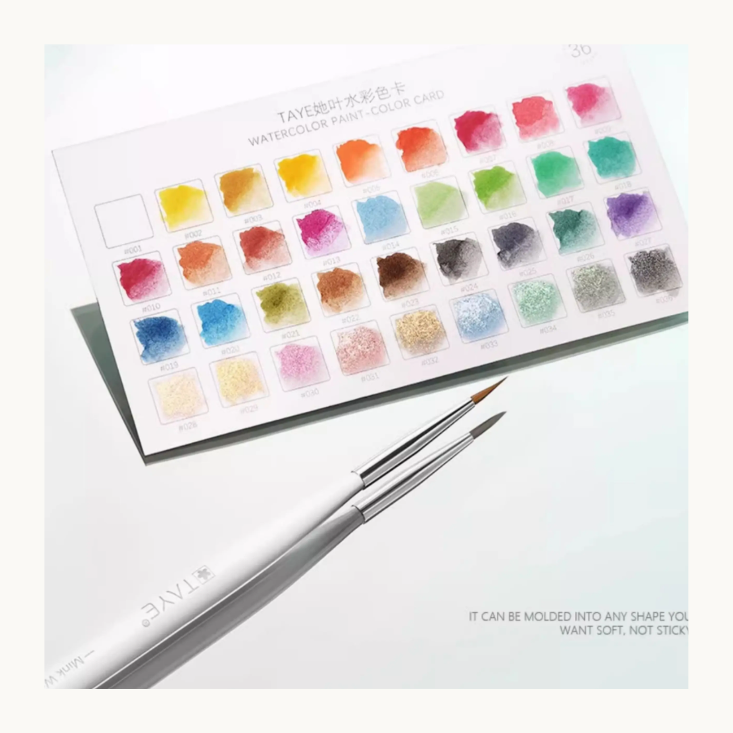 TAYE nail watercolor paint color chart with professional detail brushes
